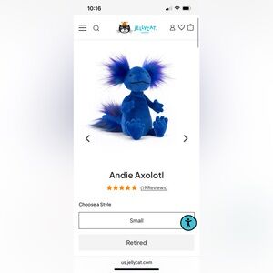 NWT: Jellycat small Andie Axolotl